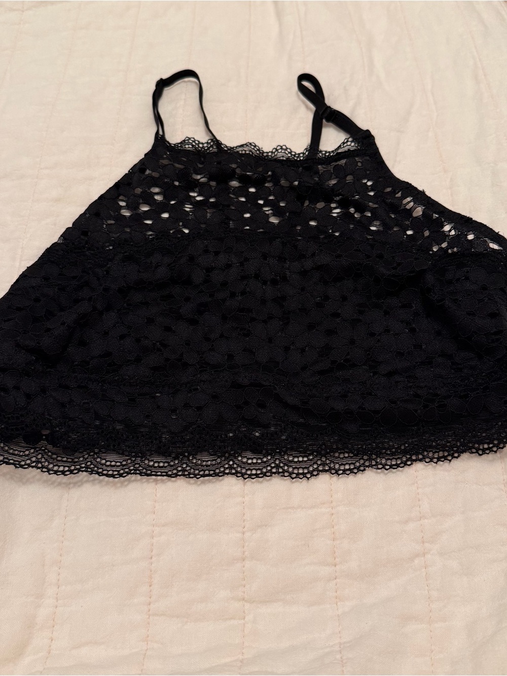 French Affair High Neck Black Floral Lace Bralette